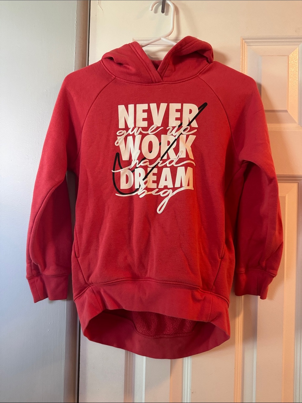 Nike Red Kids Hoodie with Motivational Front Graphic